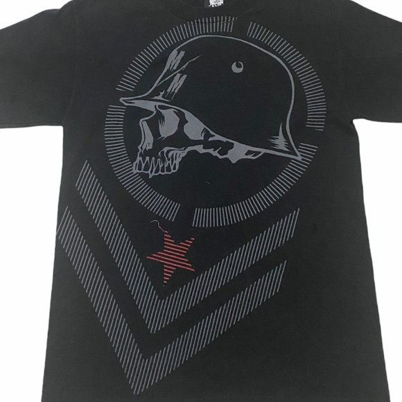 Metal Mulisha Mens T-Shirt size M Black Helmet Skull Short Sleeve - Picture 2 of 3